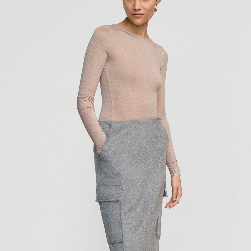 Modern Citizen Felicia Wool Utility Midi Skirt Size LHeather Grey / L - Picture 3 of 3